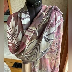 Beautiful plum, silver  silk scarf, wrap